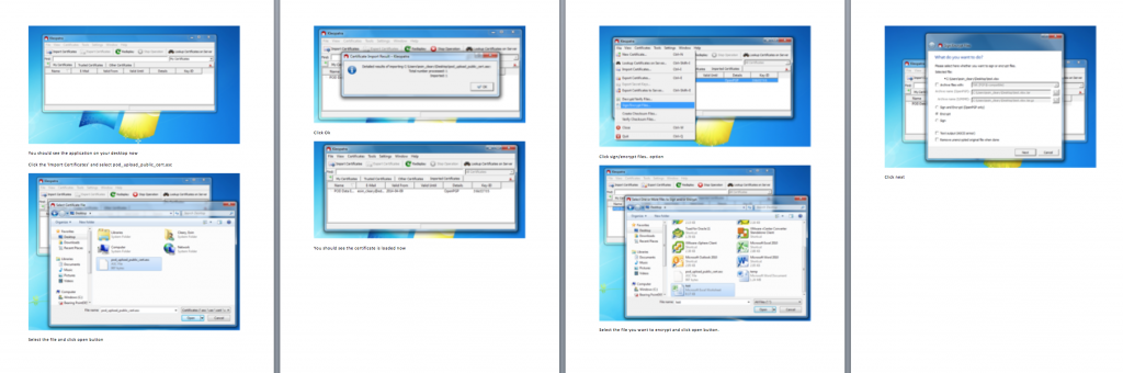 Screenshots of the encryption instructions